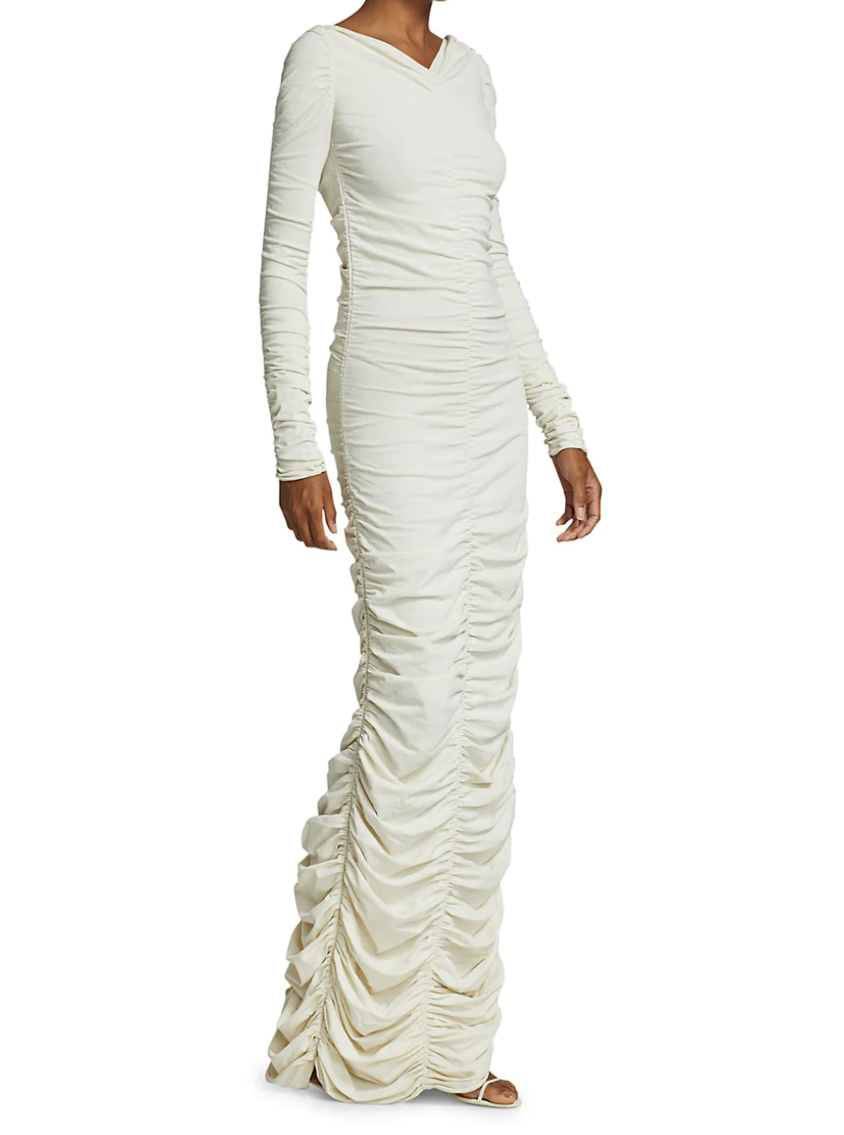 Khaite Lana Ruched Dress Ivory Size 8 - Image 3