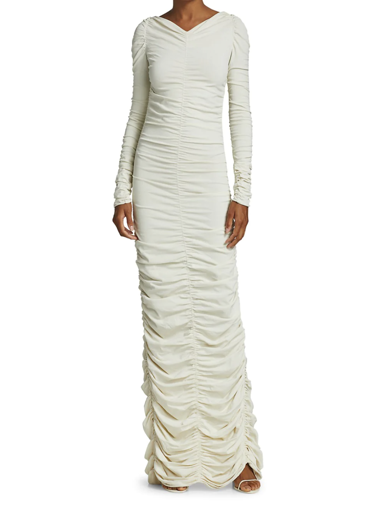 Khaite Lana Ruched Dress Ivory Size 8 - Image 2
