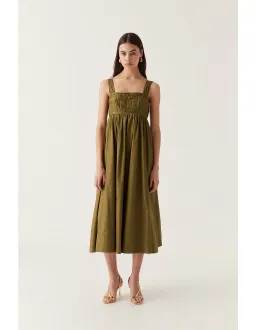 Aje Nova Tie Back Midi Dress Green Size 10 for rent on The Volte - image 1