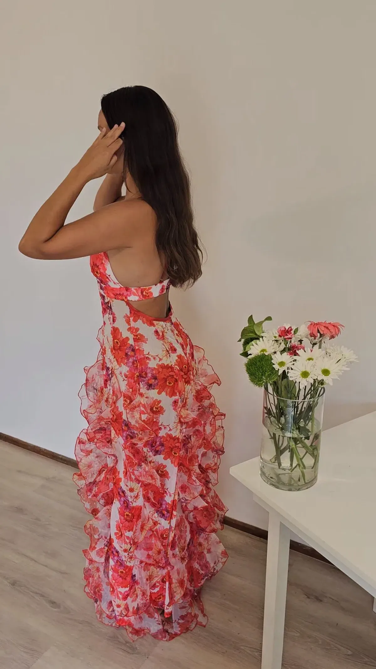 Menti Santorini Red Margarita Floral Chiffon Size S / AU 8 - Image 3