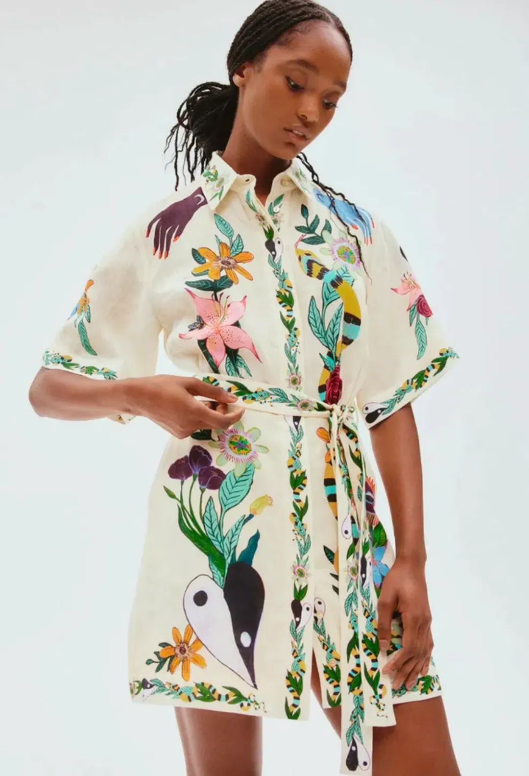 Alemais Meagan Mini Shirt Dress Print Size 8 for rent on The Volte - main image
