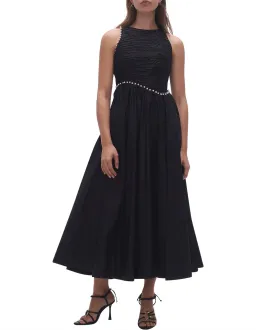 Aje Florence Pearl Trim Midi Dress Black Size 10 for rent on The Volte - image 1