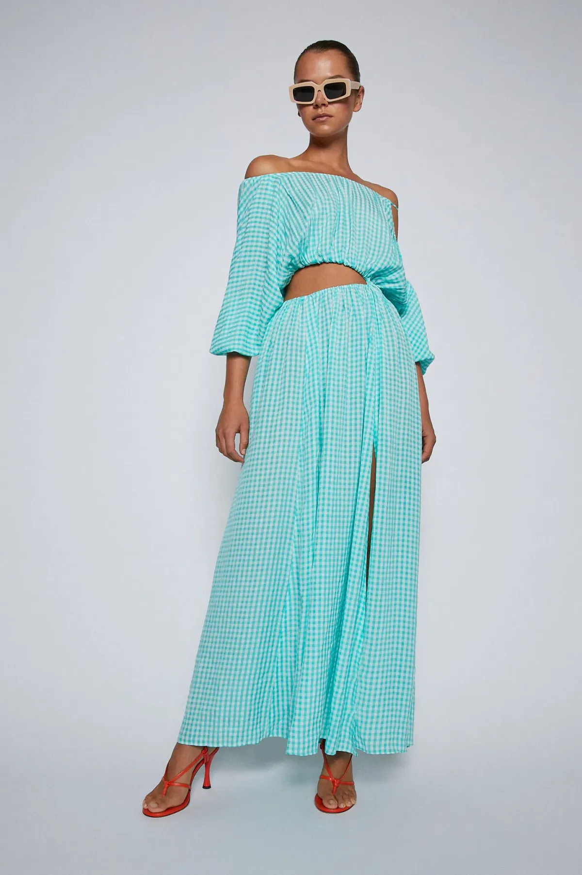 Scanlan Theodore Gingham Drawstring Dress Mint Size S / AU 8 for rent on The Volte - main image