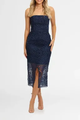 Nicholas Geo Lace Midi Dress Navy Size 6 for rent on The Volte - image 1