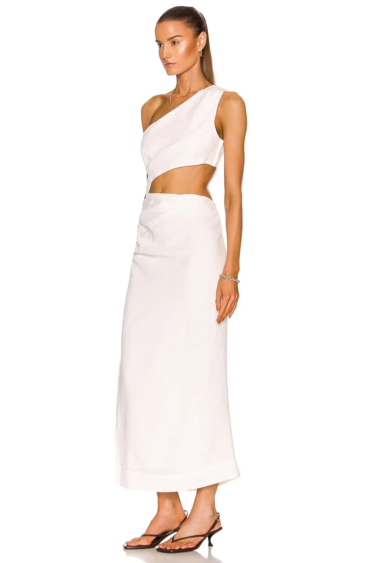 Sir The Label Clemence One Shoulder Midi Dress Ivory Size 0/AU 6 - Image 2