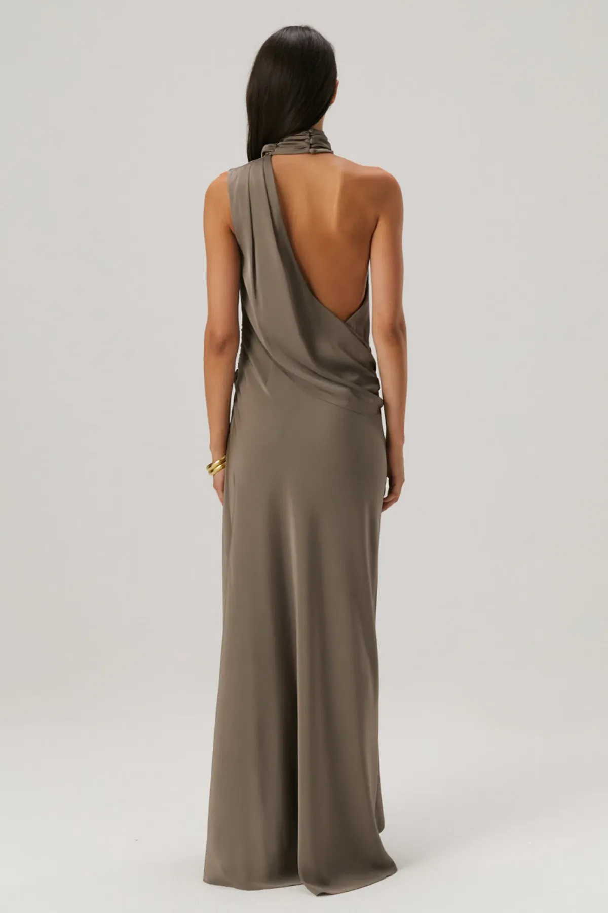 MISHA Constantina Satin Gown Iron Grey Size 6/XS - Image 2