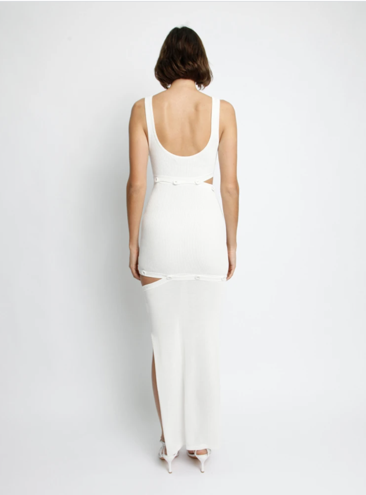 Christopher Esber Deconstruct Rib Knit Tank Dress White Size 8 - Image 4