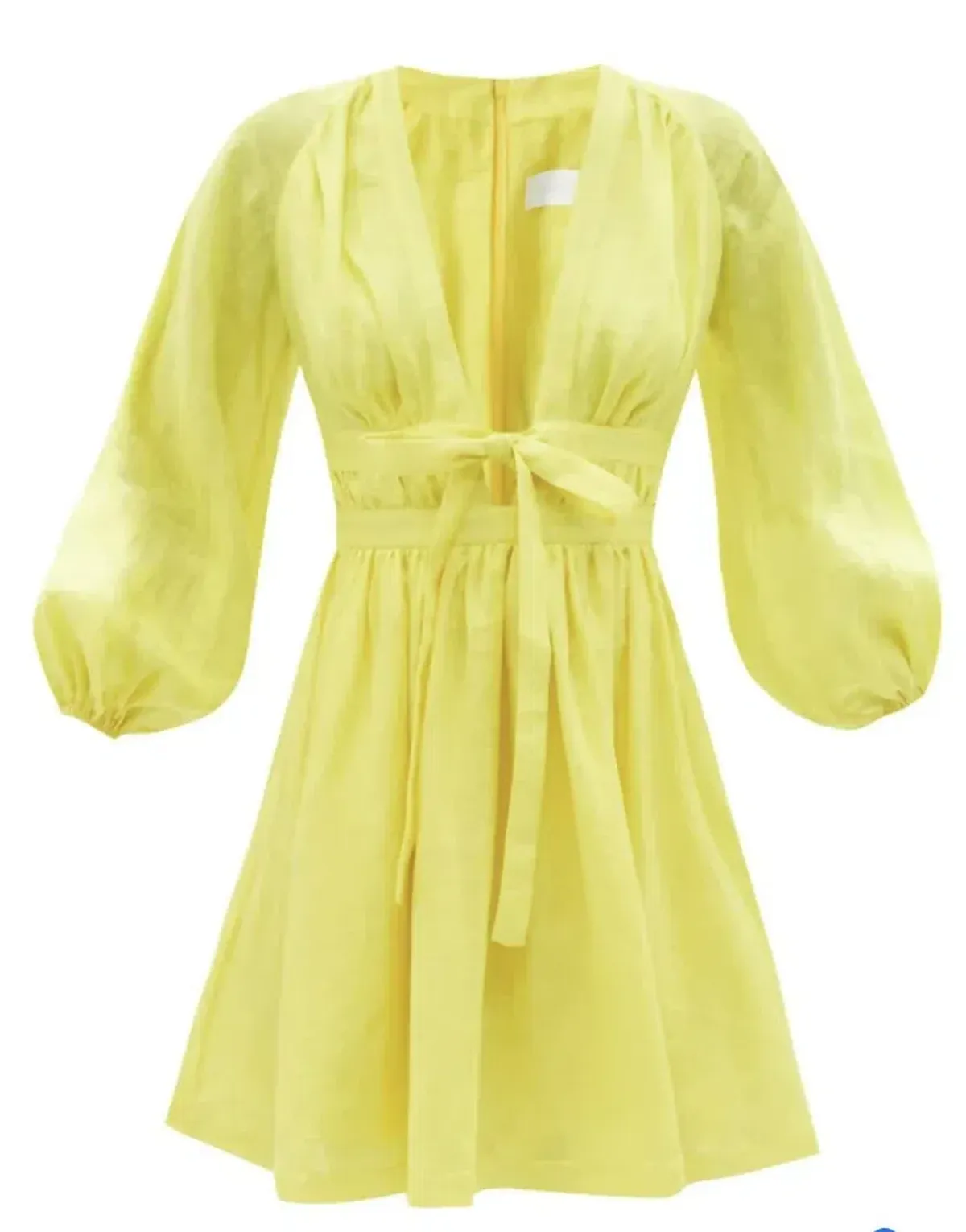 Zimmermann Shelly Plunge Bow Mini Dress Yellow Size 3/ Au 14 - Image 5