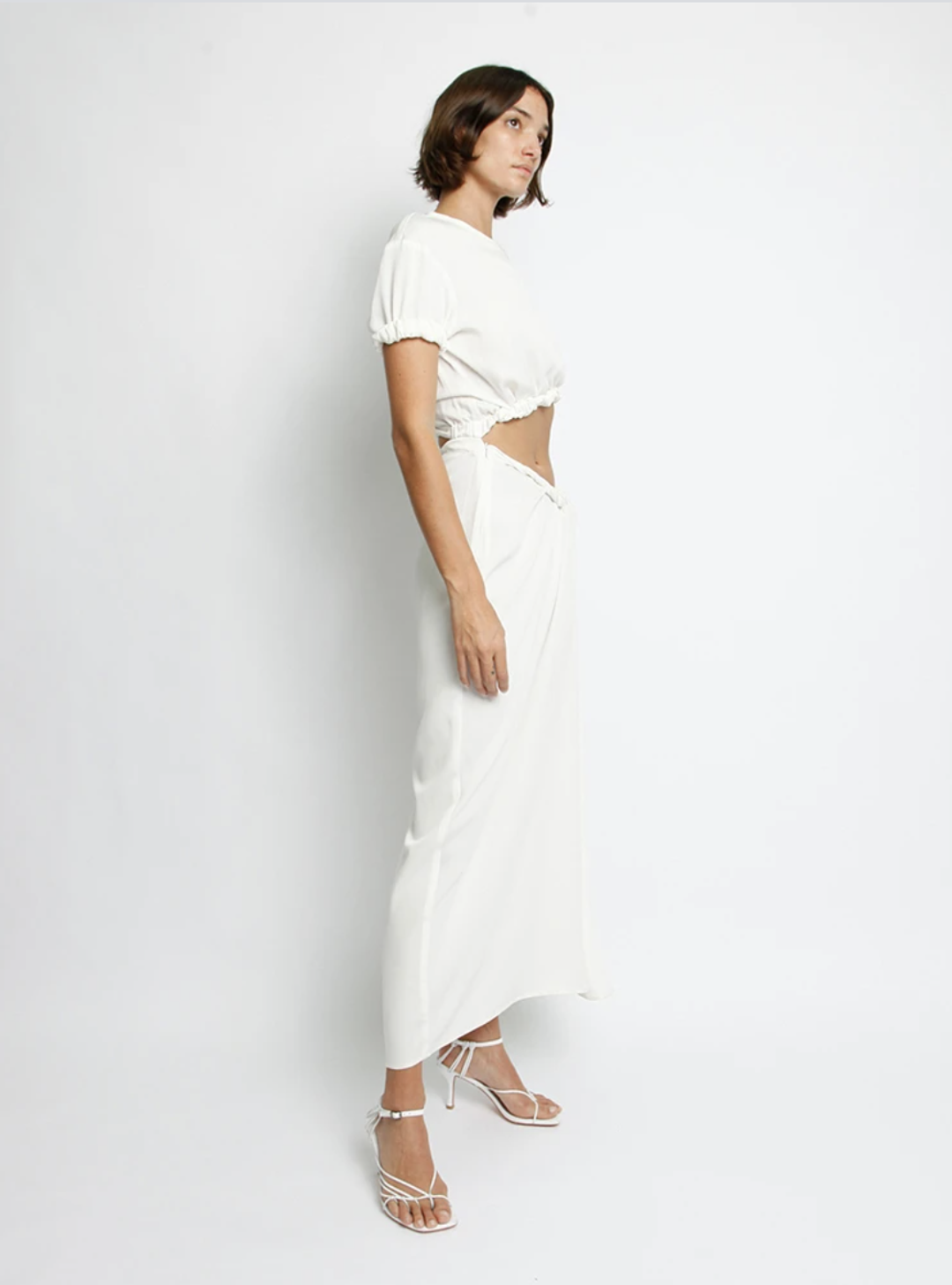 Christopher Esber Rolled T-Shirt Dress White Size 8 for rent on The Volte - main image