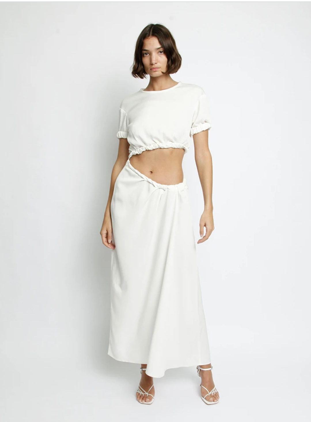 Christopher Esber Rolled T-Shirt Dress White Size 8 for rent on The Volte - main image