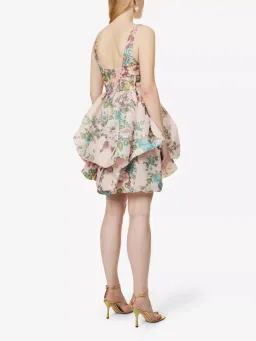 Zimmermann Matchmaker Drape Mini Dress Pink Barkcloth Floral Size 0 / AU 8 for rent on The Volte - image 3