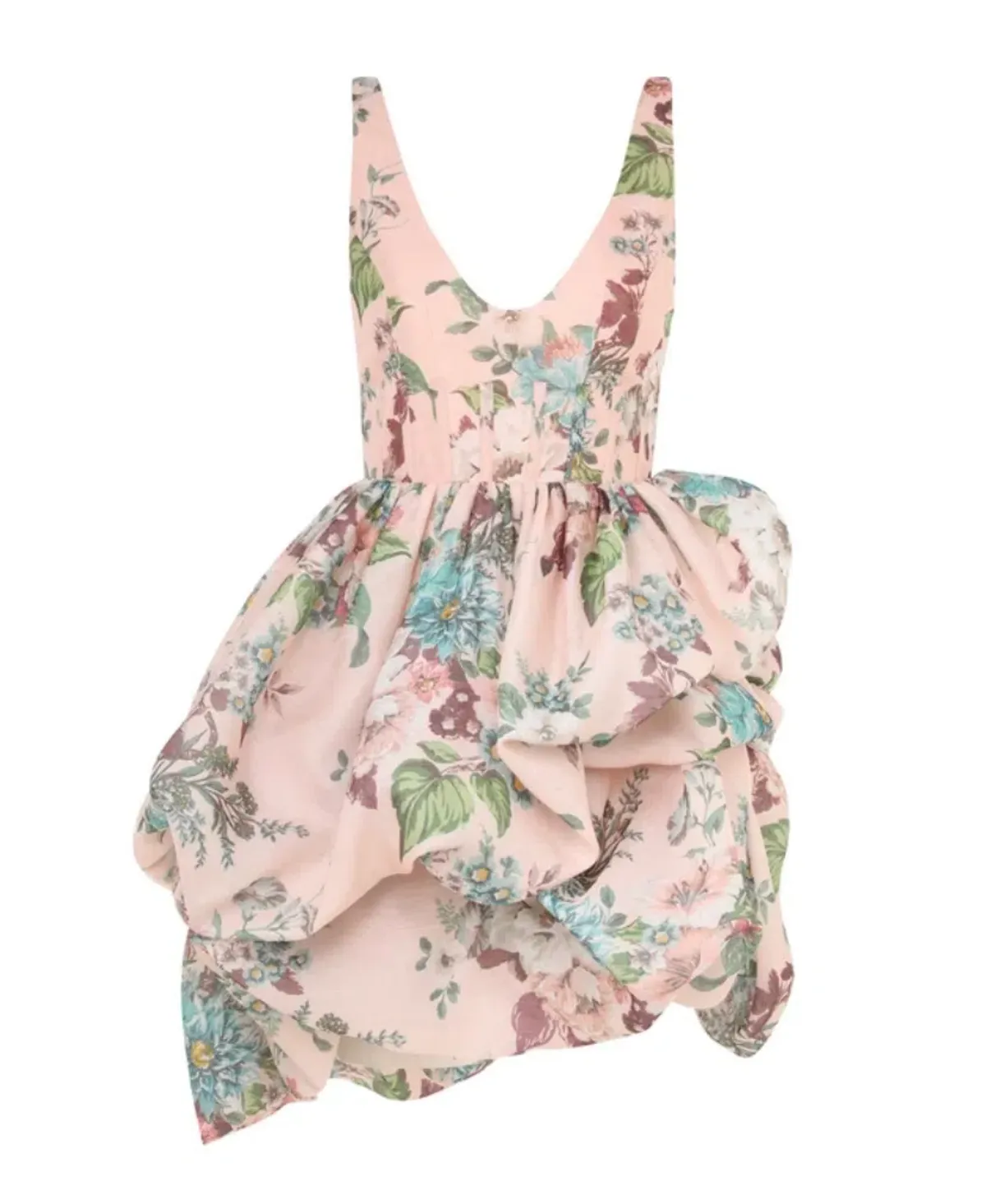 Zimmermann Matchmaker Drape Mini Dress Pink Barkcloth Floral Size 0 / AU 8 - Image 5