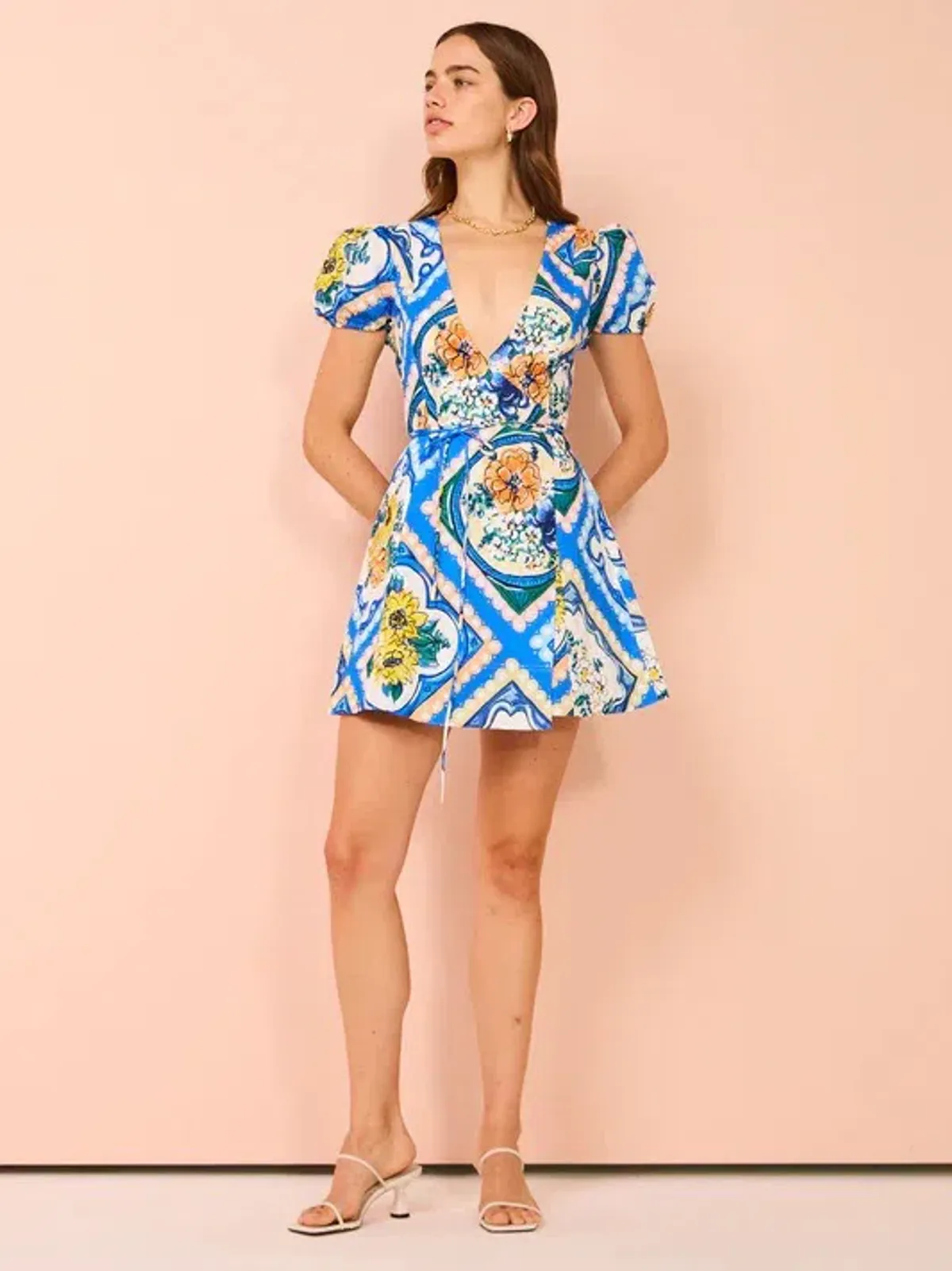 By Nicola - Havana Wrap Mini Dress In Azure Floral - Size 12 (fits 10-12) - Image 5