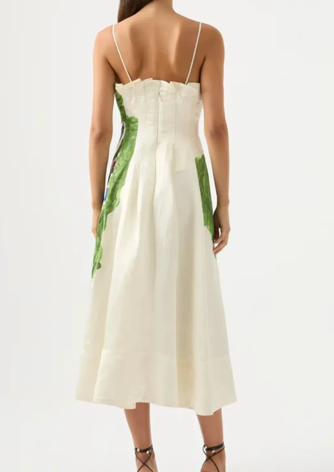 Aje Paradiso Cinched Midi Dress Native Gumnut Floral Size 4 for rent on The Volte - main image