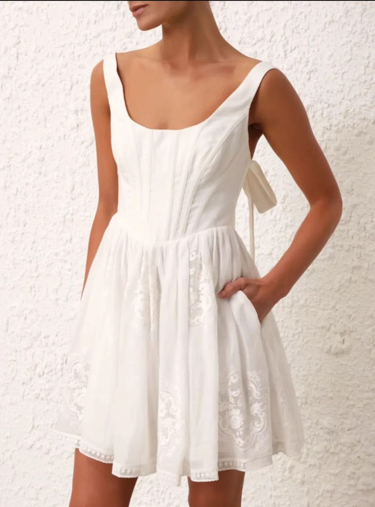Zimmermann Alight Corset Mini Dress in Ivory Size 0 / AU 8 - Image 3