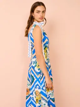 By Nicola Andoncia Tie Shoulder Maxi Dress Azure Blue Floral Size 8 for rent on The Volte - image 4
