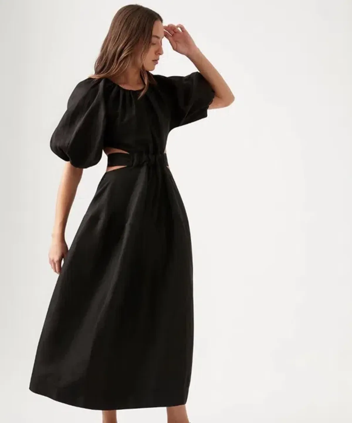 AJE - Mimosa Cut Out Midi Dress Black - Size 12 - Image 3