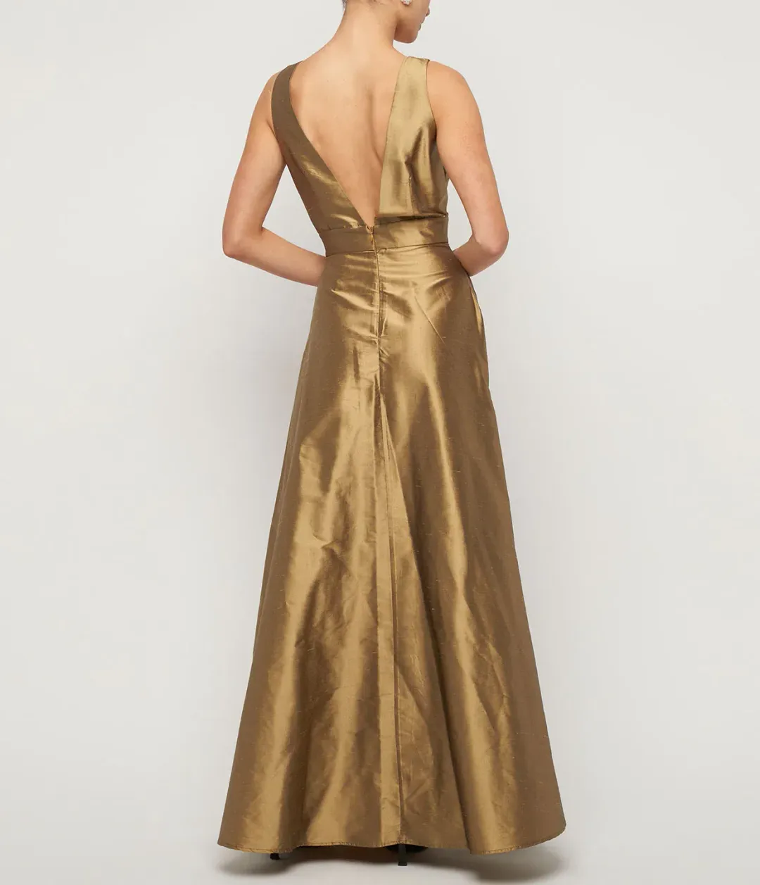 Beare Park Box Pleat Silk Gown in Marigold Gold Size AU 6 for rent on The Volte - main image