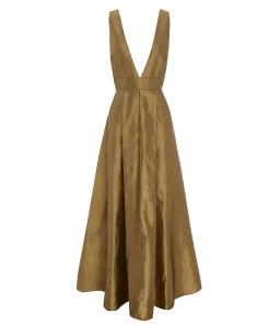 Beare Park Box Pleat Silk Gown in Marigold Gold Size AU 6 for rent on The Volte - image 4