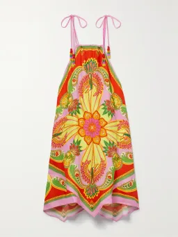 Farm Rio + Net Sustain Bead-embellished Satin Mini Dress Printed Size AU 6 for rent on The Volte - image 4