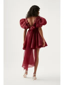 Aje Gretta Organza Mini Dress Burgundy Size AU 10 for rent on The Volte - image 2