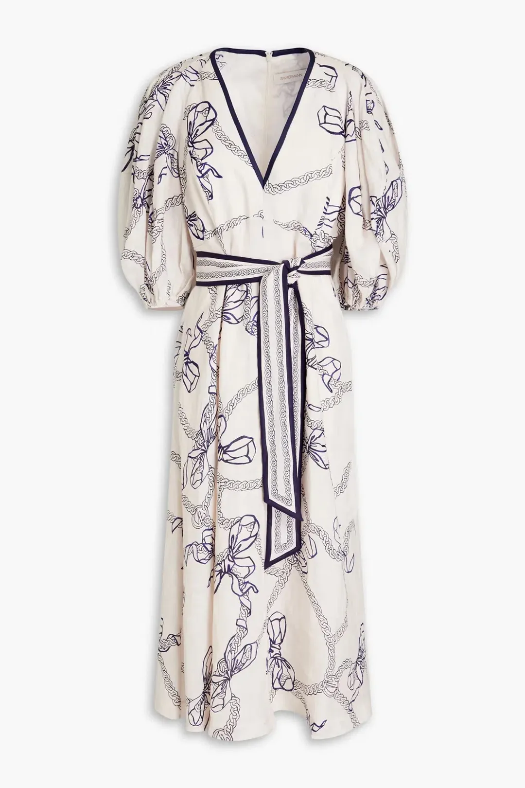 Zimmermann Day Midi Dress in Navy Bows Size 0/AU 8 for rent on The Volte - main image