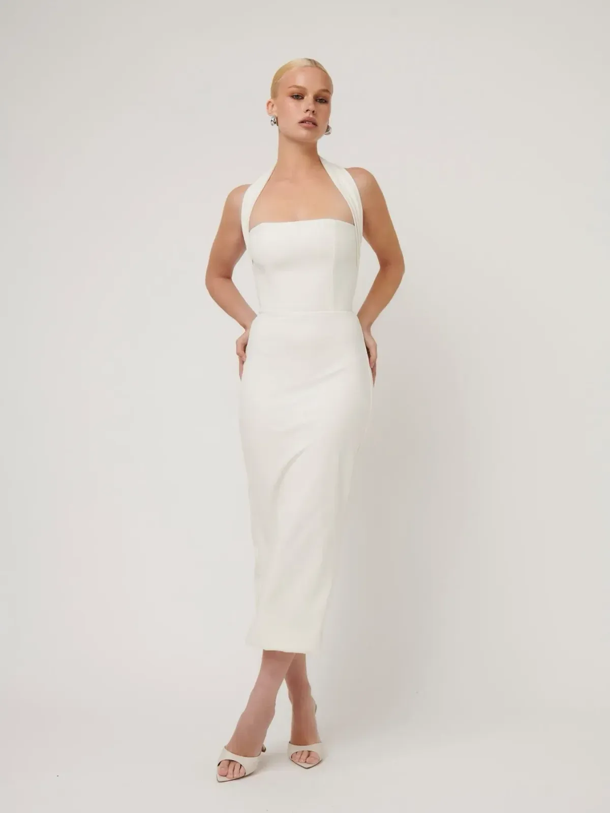 Effie Kats Meline Midi Dress White Size S/ AU 8 - Image 1