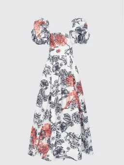 Leo Lin Clara Embellished Puff Sleeve Tie Back Gown Harmony Print in Ming Size 10 for rent on The Volte - image 1