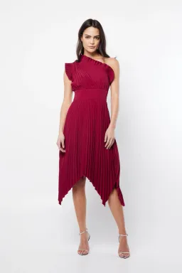 Mossman Lady Like Midi Dress in Deep Red Size 10 for rent on The Volte - image 1