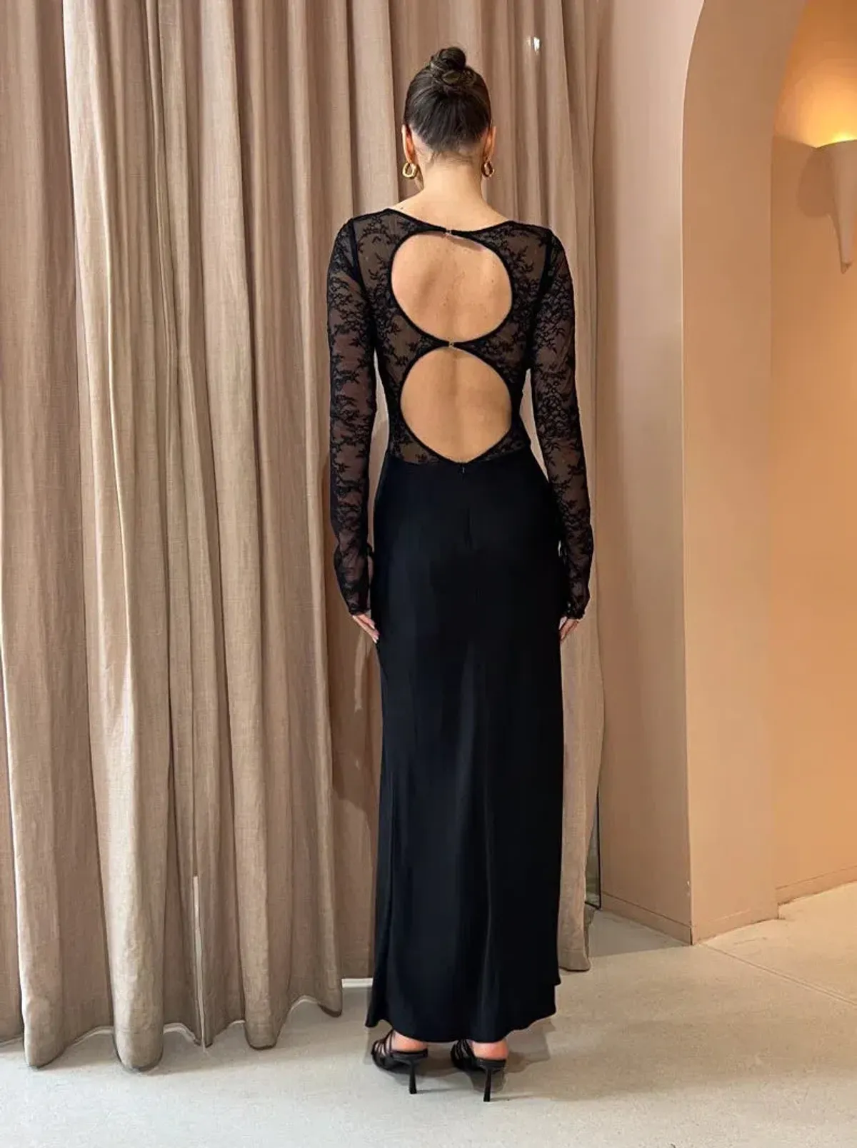 Bec & Bridge Nora Lace Long Sleeve Maxi Dress Black Size 14 - Image 2