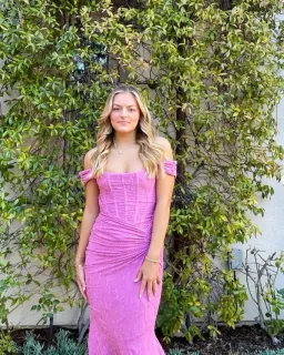 House of CB Cesca Rose Pink Floral Maxi Dress Pink Size S/AU 8-10 for rent on The Volte - image 4