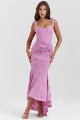 House of CB Cesca Rose Pink Floral Maxi Dress Pink Size S/AU 8-10 for rent on The Volte - image 1