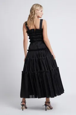 Aje Jacinto Pleated Maxi Dress in Black Size 10 for rent on The Volte - image 3