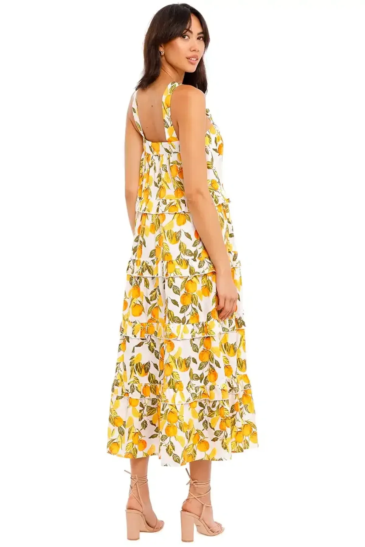 Never Fully Dressed Orange Grove Scallop Dress Yellow Print Size 16 - Image 5