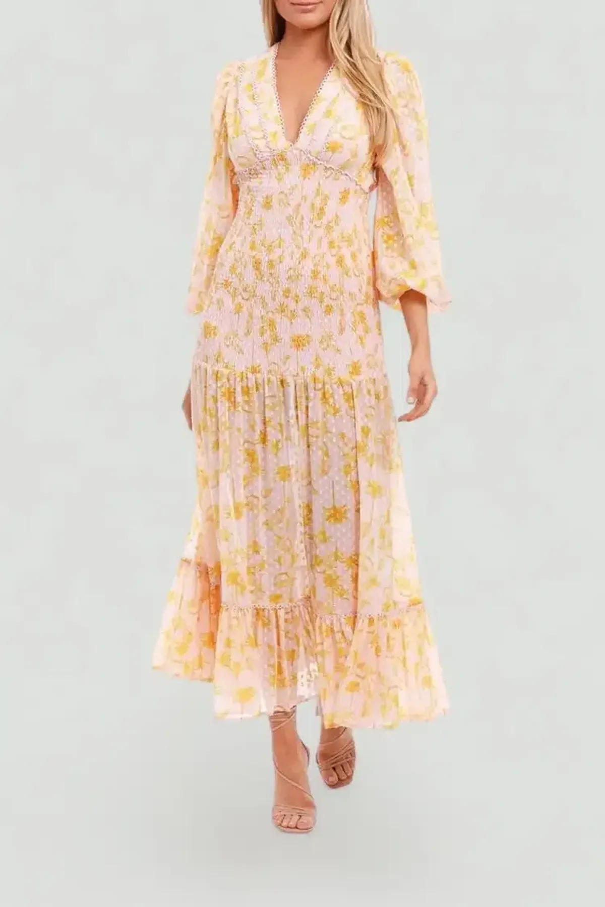 Significant Other Bernadette Dress Yellow Floral Size 6 - Image 1