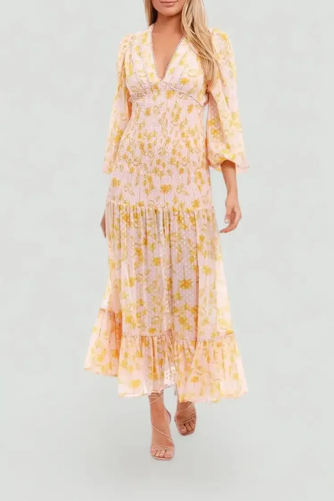 Significant Other Bernadette Dress Yellow Floral Size 8 for rent on The Volte - main image