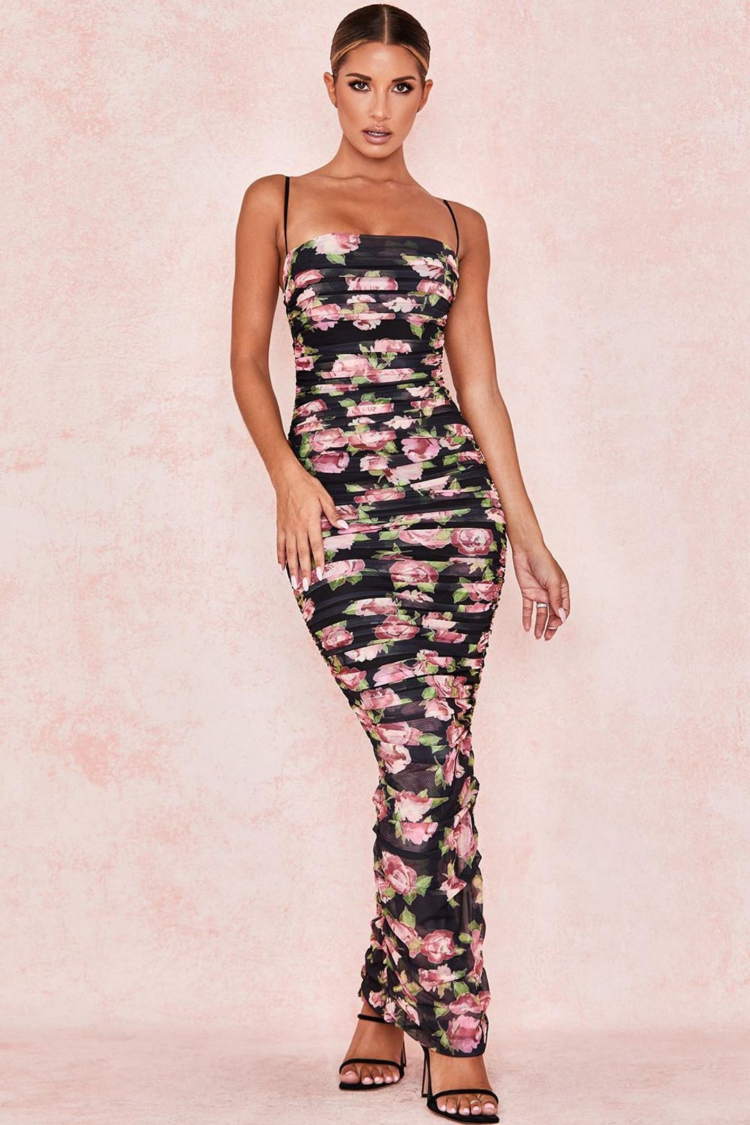 House of CB Fornanina Organza Mesh Maxi Dress Black Floral Size 8 for rent on The Volte - main image