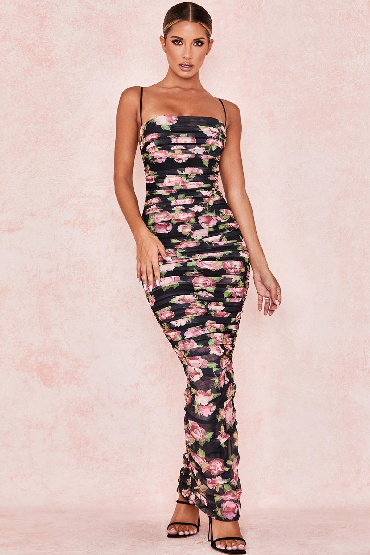 House of CB Fornanina Organza Mesh Maxi Dress Black Floral Size 8 for rent on The Volte - main image