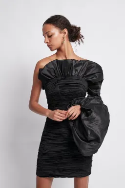 Aje Allegro Tucked Puff Dress Black Size 8 for rent on The Volte - image 2