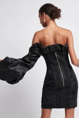 Aje Allegro Tucked Puff Dress Black Size 8 for rent on The Volte - image 3