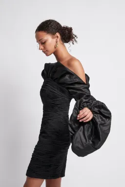 Aje Allegro Tucked Puff Dress Black Size 8 for rent on The Volte - image 5