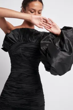 Aje Allegro Tucked Puff Dress Black Size 8 for rent on The Volte - image 4