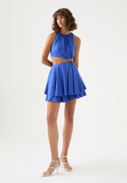 Aje Holt Cut Out Ring Mini Dress Blue Size 8 for rent on The Volte - image 1