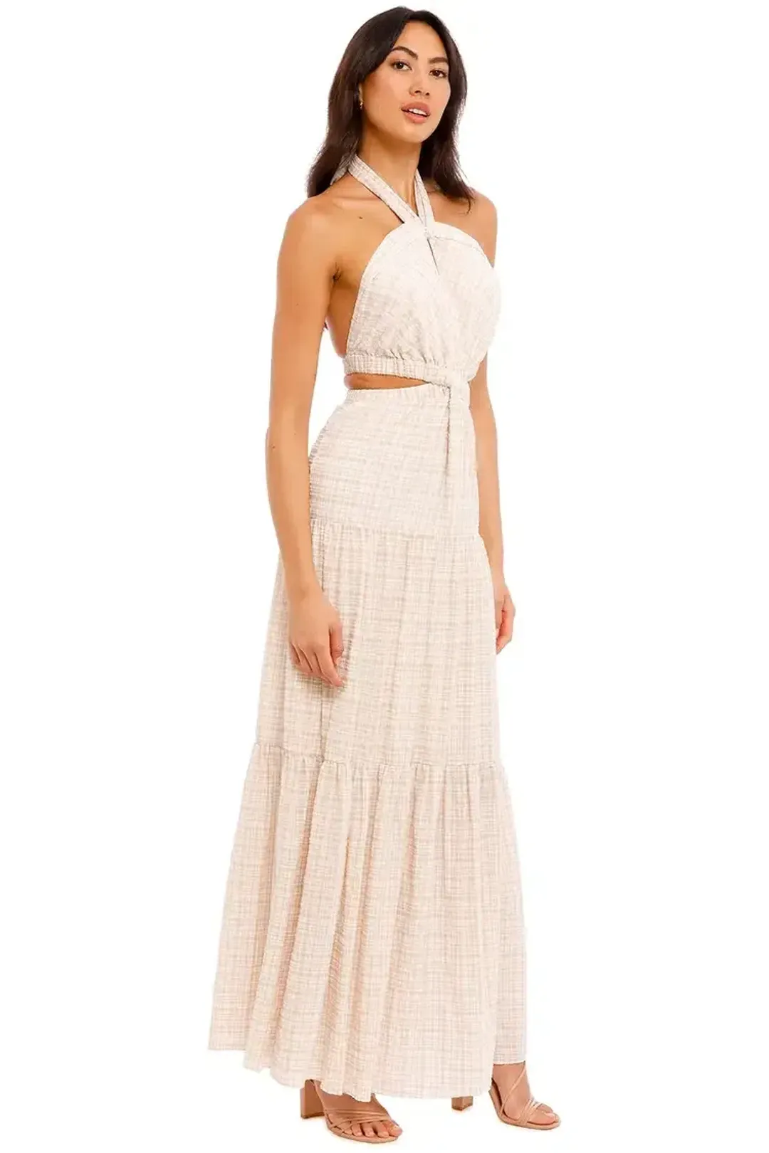 Significant Other Clementine Dress in Almond Check Size 10 for rent on The Volte - main image