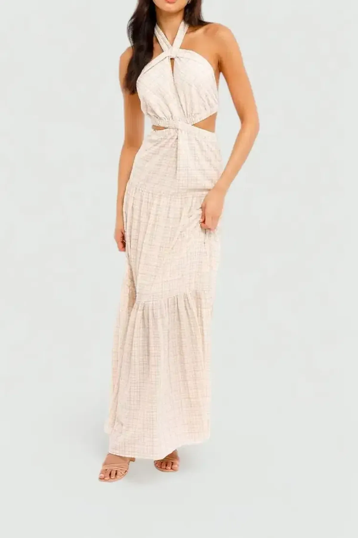 Significant Other Clementine Dress in Almond Check Size 6 for rent on The Volte - main image