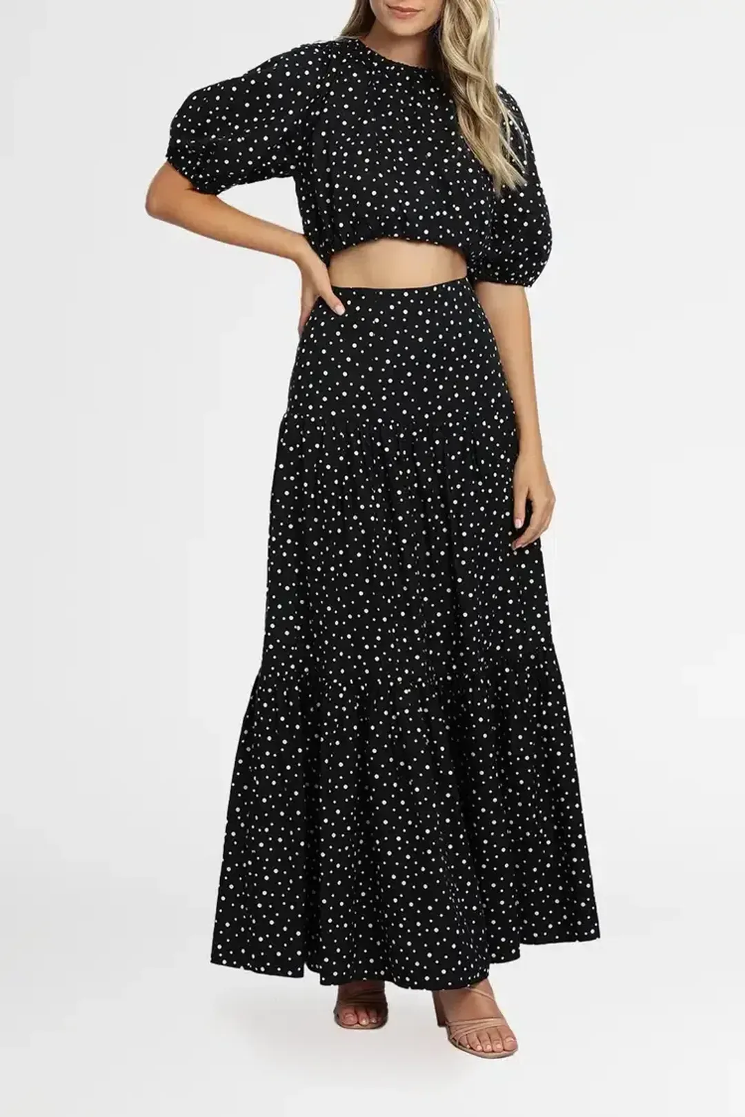 Significant Other Poppy Top and Skirt Set in Black Cream Polka Size 14 for rent on The Volte - main image