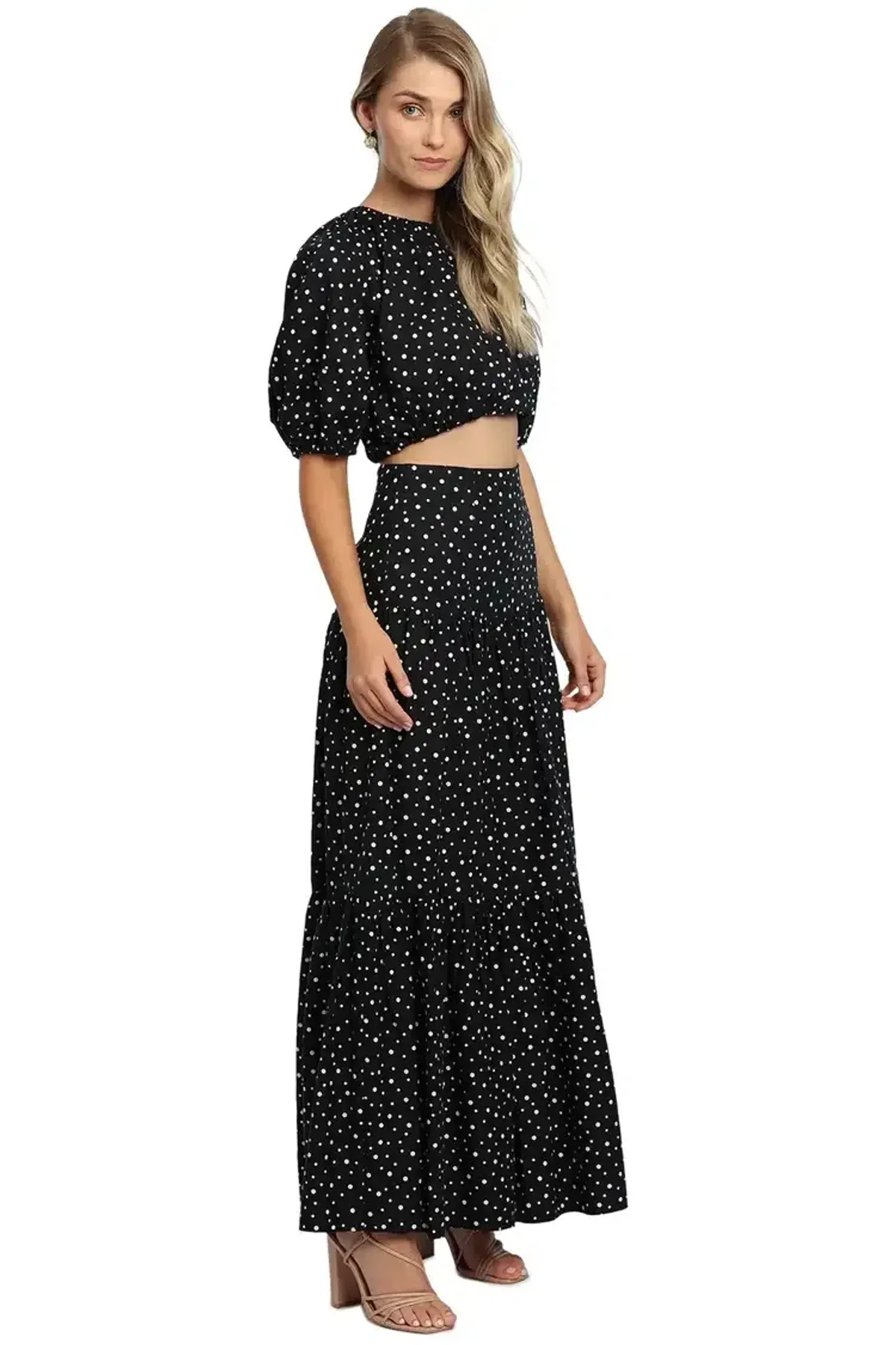Significant Other Poppy Top and Skirt Set in Black Cream Polka Size 8 - Image 1