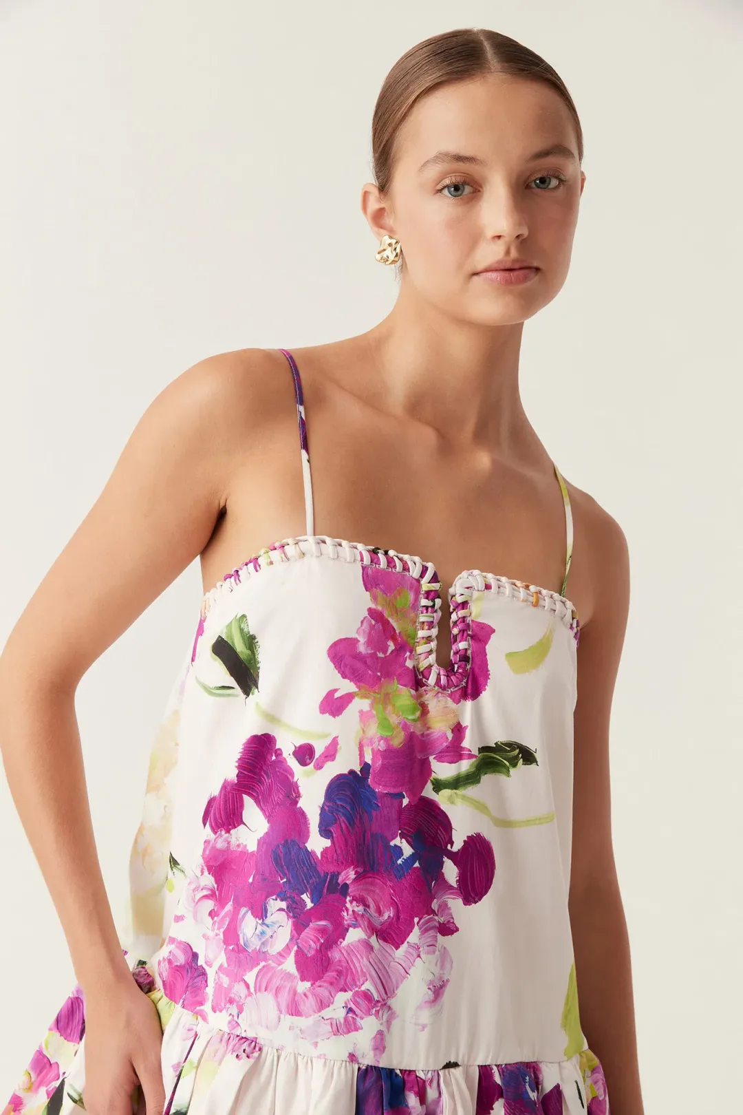 AJE Willow Sweetheart Mini Dress Wild Hyrdangea Size 6 for rent on The Volte - main image