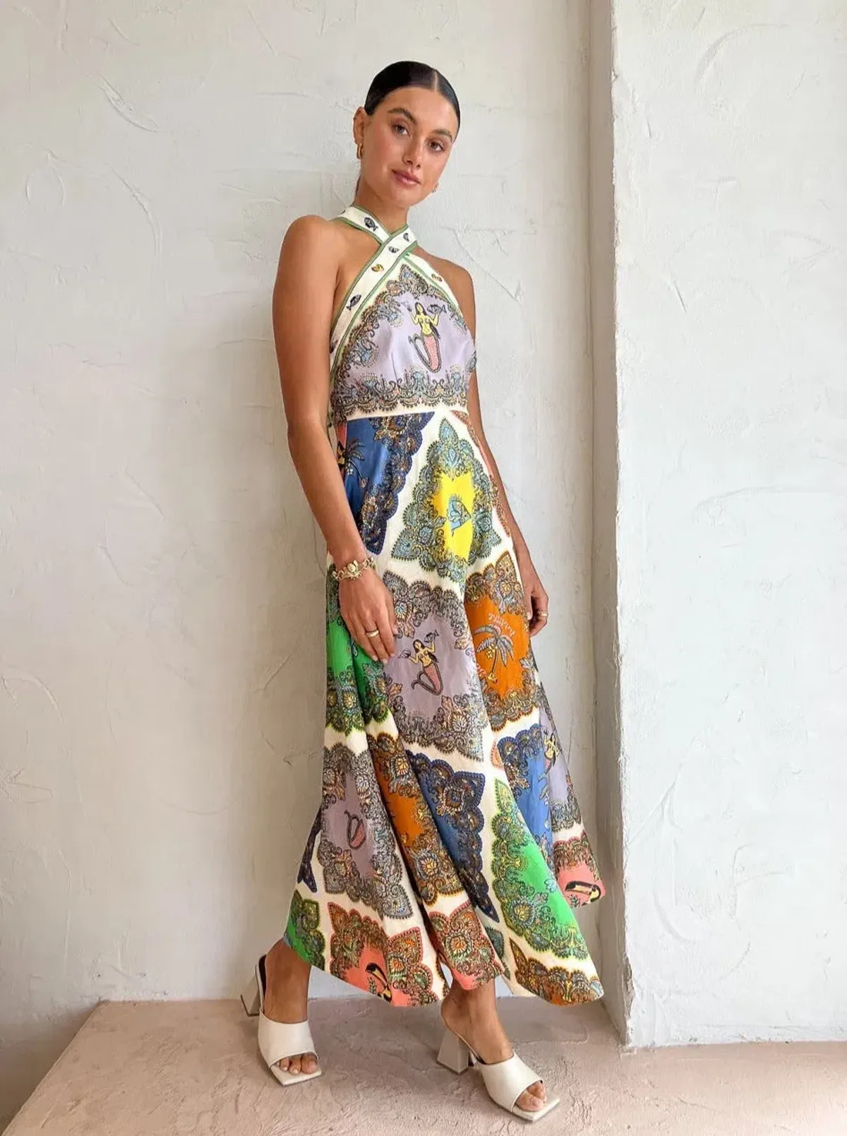 Alemais Trippy Troppo Halter Midi Dress Multi Size 10 - Image 5