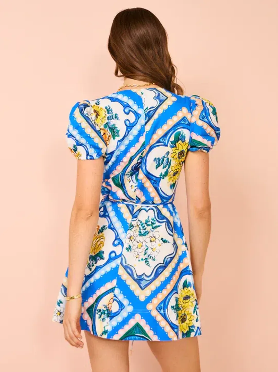 By Nicola Havana Wrap Mini Dress Azure Floral Size 8 for rent on The Volte - main image